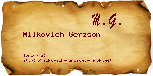 Milkovich Gerzson névjegykártya
